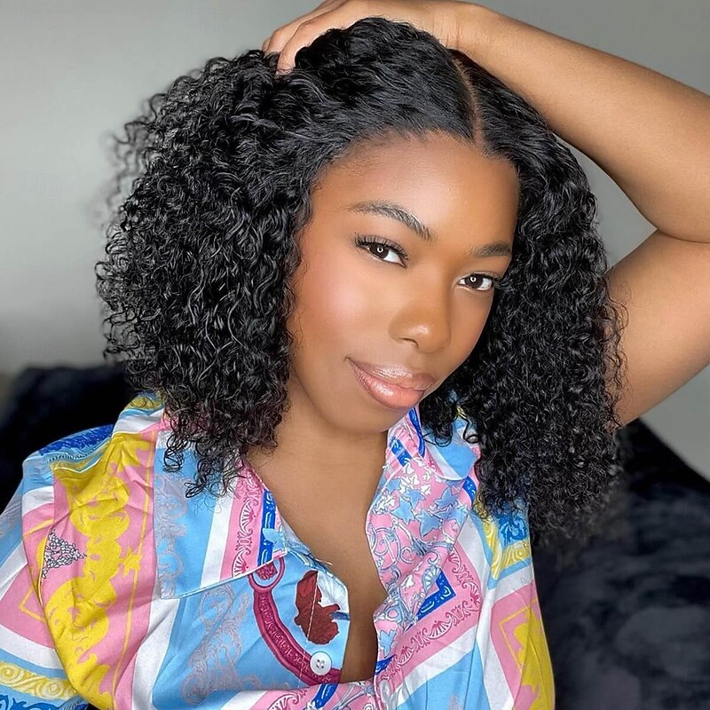 Human Hair 13x4 Lace Front Wig Free Part Brazilian Hair Wavy Water Wave Short Bob Wig 180% 250% Density with Baby Hair 100% Virgin Glueless Pre-Plucked For wigs for black women Short Human Hair4