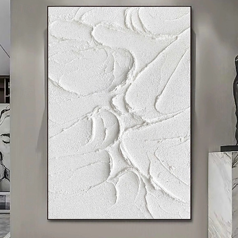 3D White oil painting Hand-Painted Thick Texture Oil Painting Beige White Painting On Canvas Abstract Textured oil painting for Wall Art painting for Living Room artwork4
