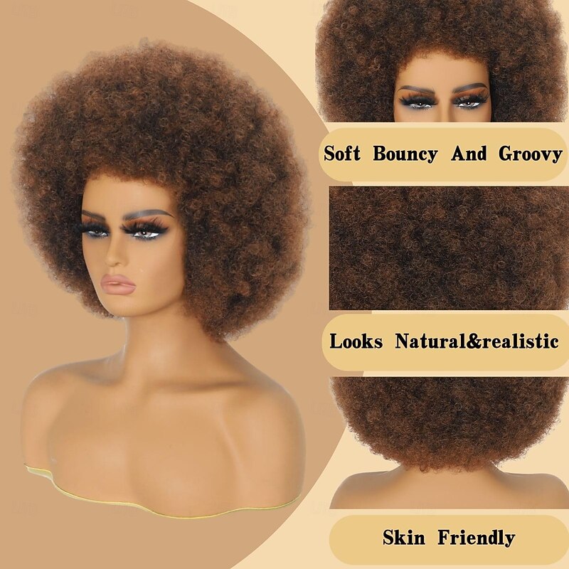 Afro Wigs for Black Women Short Curly Afro Kinky Wig 70s Large Bouncy and Soft Natural Looking Full Puff WIgs for Party Cosplay Afro Wig4