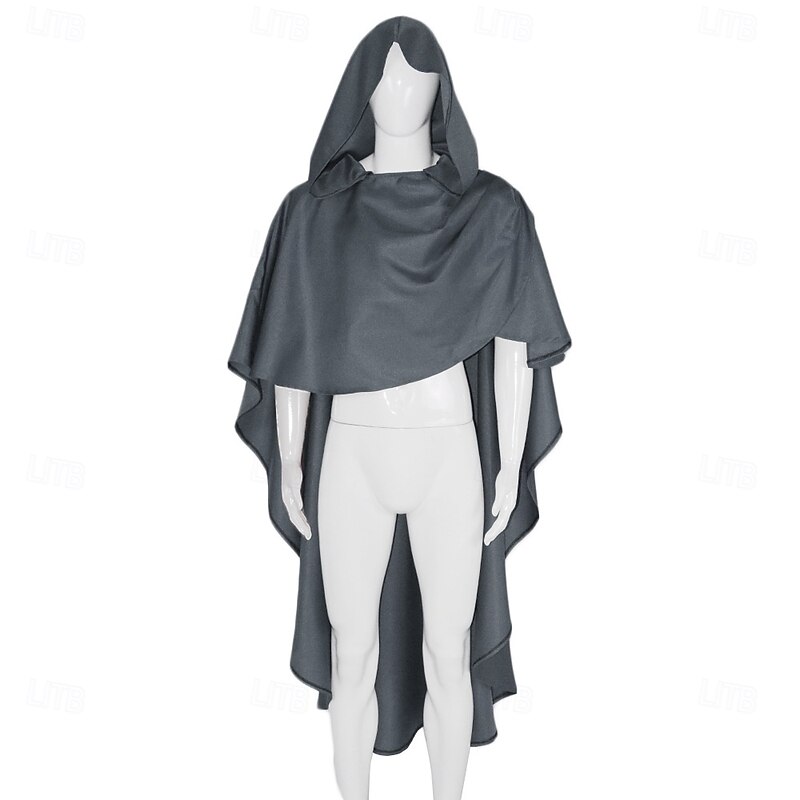 Retro Vintage Punk & Gothic Medieval Hooded Cloak Shawls Witch Ranger Elven Solid Color Fancy Dress Men's Women's Celtic Viking Fantasy Halloween Carnival Masquerade Party / Evening Adults' Cloak2