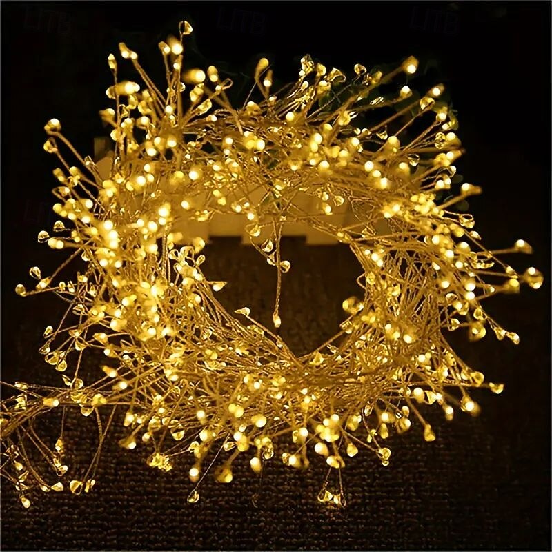 Christmas LED Firecrackers Fireworks Shape Copper Wire String Lights 3m 100LED 6m 200LED Remote Control USB Powered for Xmas Tree Wedding Party Holiday Home Outdoor Waterproof Decoration2