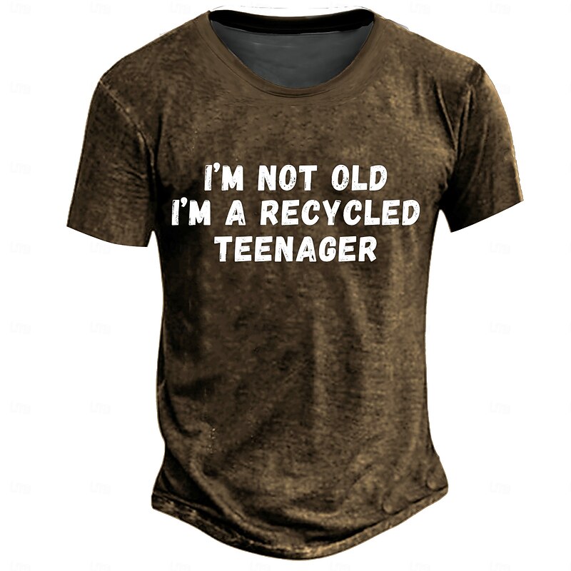 Men's Graphic Slogan T Shirt Short Sleeve T shirt 3D Print Crew Neck Shirt Retro Vintage Casual Street Style Sports Outdoor Holiday Going out Black Blue Brown Spring & Summer Clothing Apparel S M L4