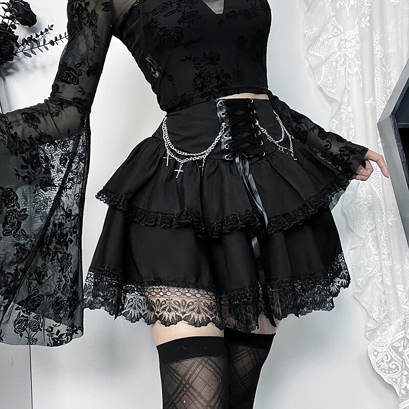 Gothic Steampunk Skirt Masquerade Goth Girl Fancy Dress Women's Masquerade Party Adults' Skirt3