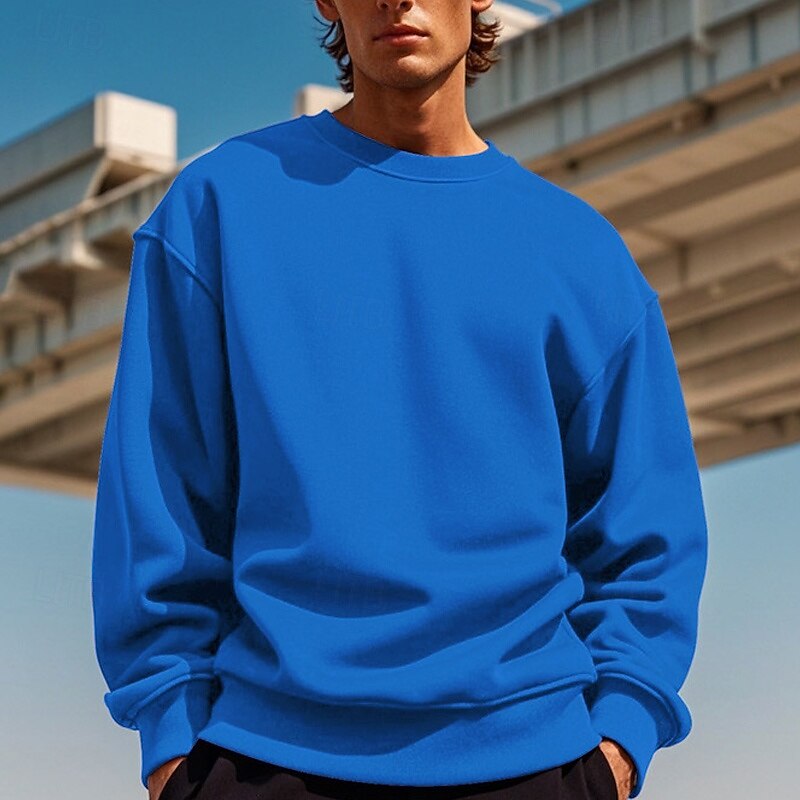 Men's Sweatshirt Black White Yellow Red Navy Blue Crew Neck Plain Patchwork Sports & Outdoor Daily Holiday Polyester Streetwear Basic Casual Spring &  Fall Clothing Apparel Hoodies Sweatshirts  Long