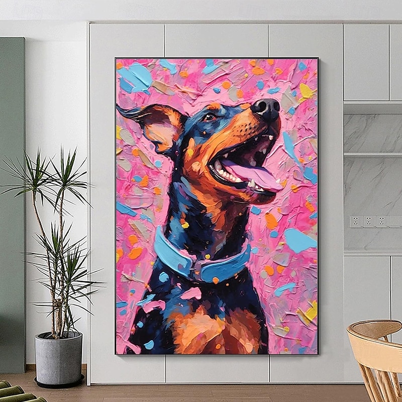 Handmade Oil Paintings Canvas Wall Art Decoration Modern Animal Abstract Coloured Hound for Home Decor Rolled Frameless Unstretched Painting