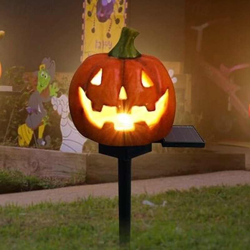 Halloween Outdoor Solar Pumplin Lights Jack O Lantern for Modern Yard Resin Floor Insert Landscape Decoration Spoof Pumpkin Lights4