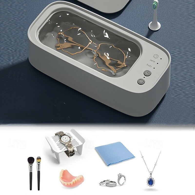 Professional Portable Ultrasonic Cleaner Quiet Ultrasonic Jewelry Cleaner Machine for Eyeglasses  Watch Bands Coins Makeup Brushes