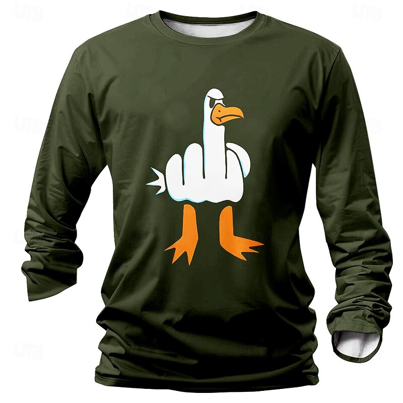 Men's Rude Offensive Animal Funny T shirt Henley Shirt Long Sleeve T shirt 3D Print Crew Neck Shirt Designer Street Casual Daily Black Green Gray Summer Spring Fall Clothing Apparel S M L XL 2XL 3XL3