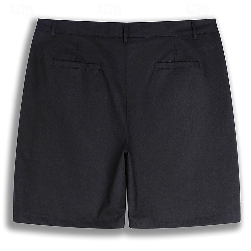 Men's Shorts Linen Shorts Dress Shorts Summer Shorts Beach Shorts Zipper Buttons Pocket Plain Comfort Breathable Knee Length Outdoor Daily Going out Fashion Classic Style Black+Grey White+Green4