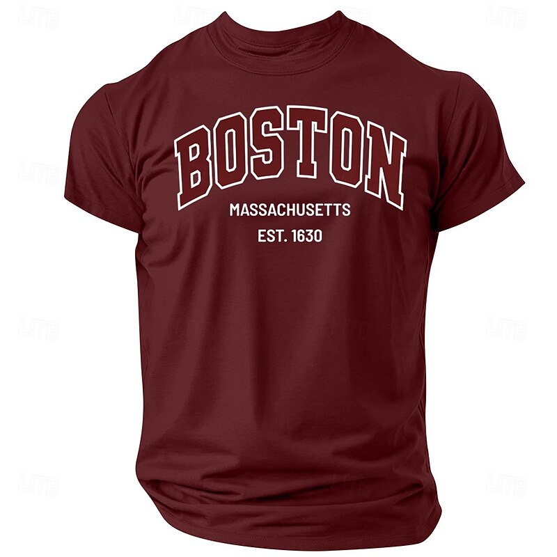 Men's Graphic T-Shirt Boston Massachusetts Est. 1630 City Pride Short Sleeve Tee