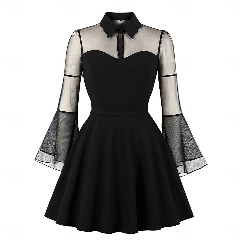 Punk & Gothic Dress Solid Color Fancy Dress Women's Halloween Carnival Party / Evening Adults' Dress