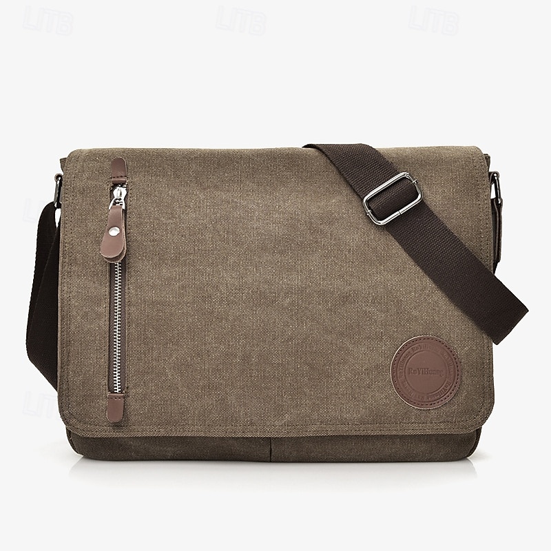 Men's Canvas Messenger Bag - Stylish and Durable Crossbody Bag with Multiple Pockets for Everyday Use