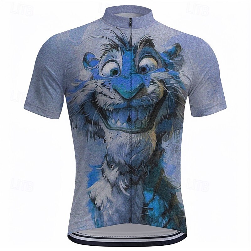 Men's Cycling Jersey Cartoon Tiger Short Sleeve Bike Tee Tshirt Top with 3 Rear Pockets Mountain Bike MTB Road Bike Cycling Quick Dry Front Zipper Wicking Sports Blue Purple Green Clothing Apparel2
