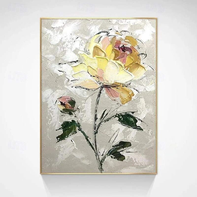 Large handmade Wall Art Abstract Canvas oil painting wall Art Bohemian floral painting handmade brown wall art 3d texture painting Flower abstract art Gunge Dark Pastel wall decor4