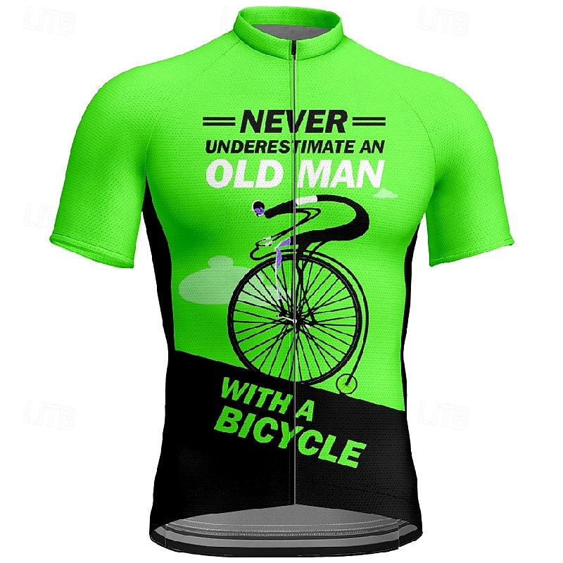 Men's Cycling Jersey Letter & Number Short Sleeve Bike Tee Tshirt Jersey with 3 Rear Pockets Mountain Bike MTB Quick Dry Anatomic Design Wicking Breathable Sports Pink Red Green Clothing Apparel