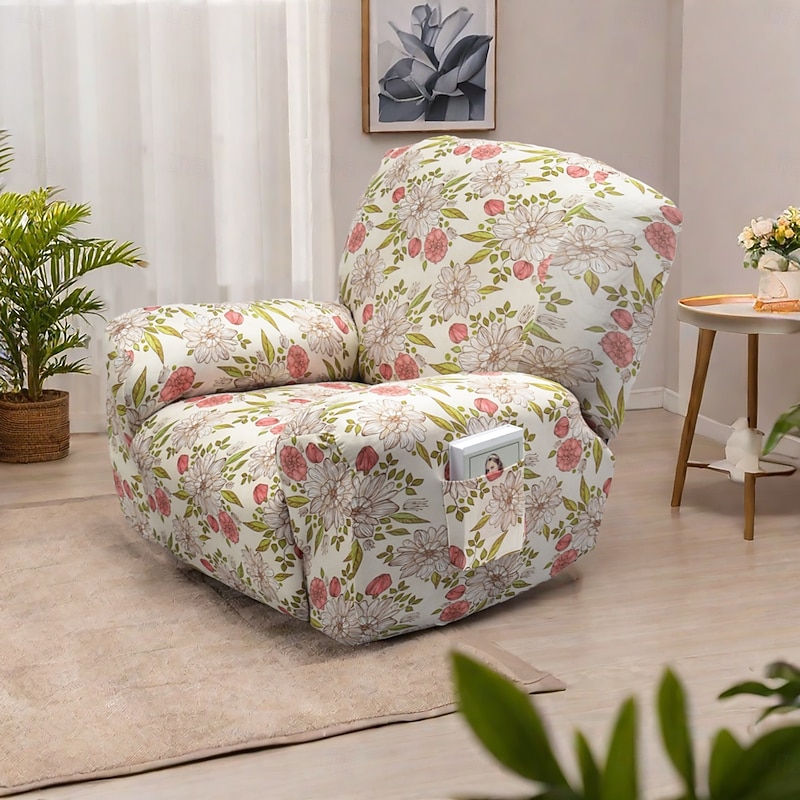 Stretch Floral Recliner Covers Premium Fabric Slipcover with Elastic Design for a Perfect Fit and Stylish Protection of Your Furniture3