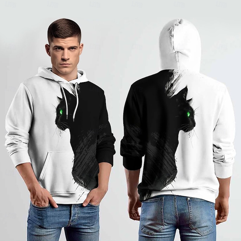 Men's Hoodie Hoodies Sweatshirt Fashion Daily Long Sleeve Hooded Vacation Streetwear Black Printing Winter Spring &  Fall Designer3