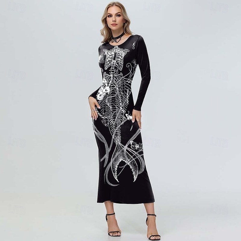 Skull Skeleton Halloween Dress Costume Punk & Gothic Sexy Costume Adults' Women's Carnival Party / Evening Easy Halloween Costumes Dress Up