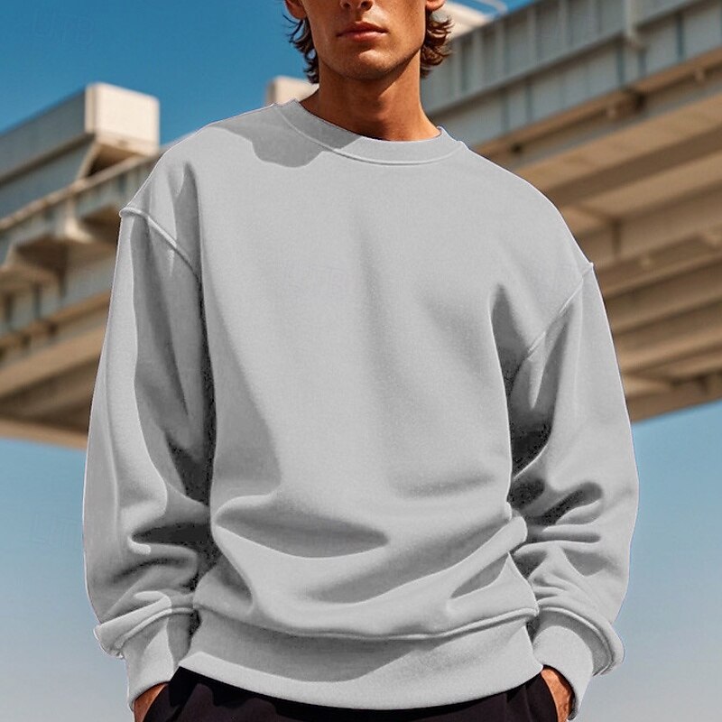 Men's Sweatshirt Black White Yellow Red Navy Blue Crew Neck Plain Patchwork Sports & Outdoor Daily Holiday Polyester Streetwear Basic Casual Spring & Fall Clothing Apparel Hoodies Sweatshirts Long 6