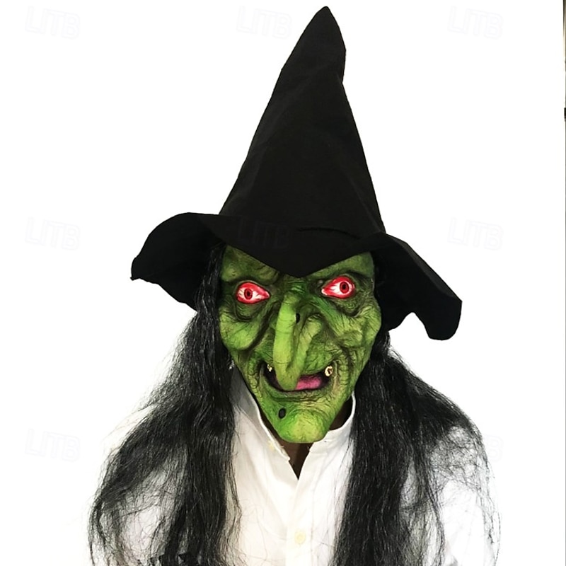 Halloween Witch Mask Halloween Props Adults' Men's Women's Unisex Horror Scary Costume Halloween Carnival Easy Carnival Costume for Walpurgis Night