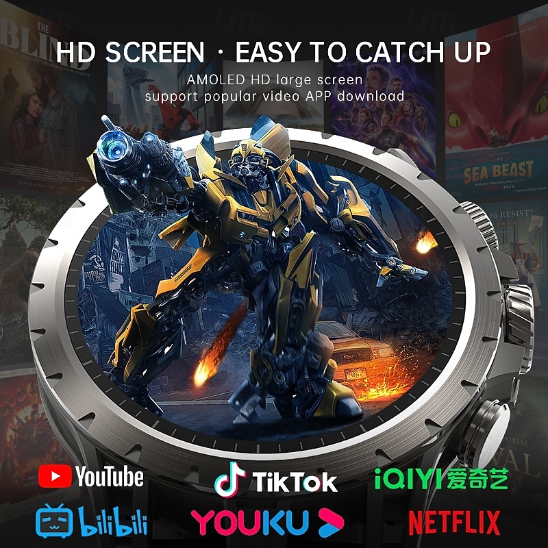 iMosi Q68 Smart Watch 1.43 inch 4G LTE Cellular Smartwatch Phone 4G Pedometer Call Reminder Heart Rate Monitor Compatible with Null Men GPS Hands-Free Calls Waterproof IP 67 47mm Watch Case3