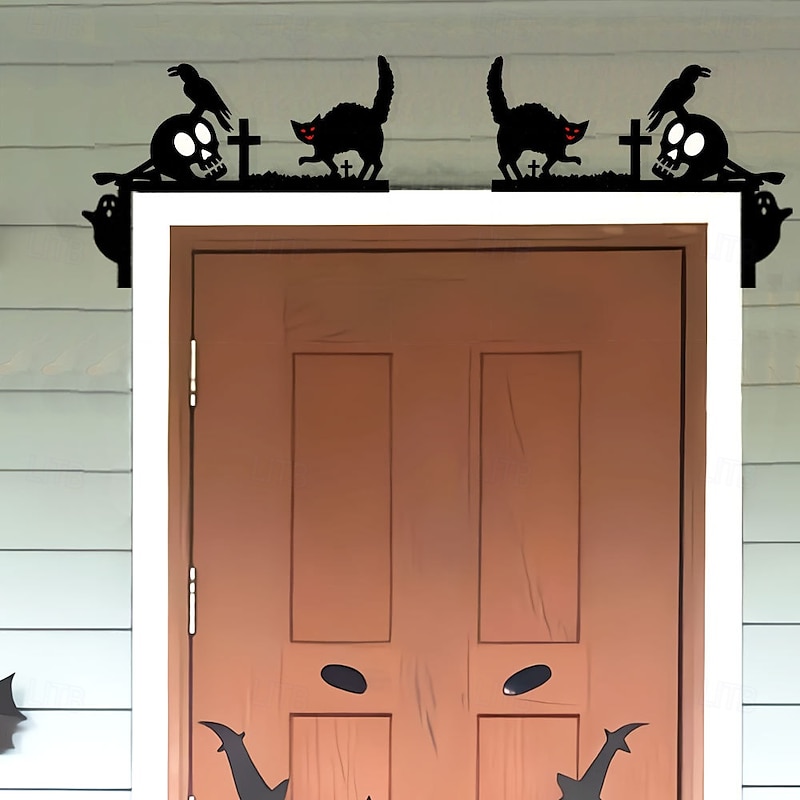 Halloween Door Frame Decals - Spooky Indoor and Outdoor Decorations, Including Castle, Spider Web, and Corner Door Signs, Perfect for Haunted House and Party Atmosphere