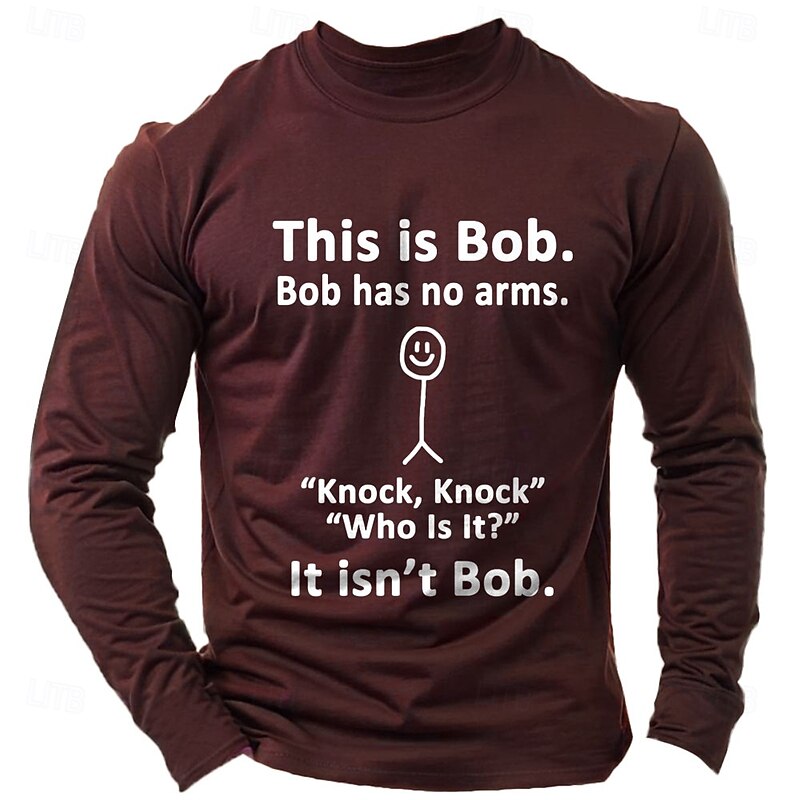 Men's Word / Phrase T Shirt Long Sleeve Shirt 100% Cotton Long Sleeve Graphic Shirt Light Heather Grey Black Wine Comfortable Tee Vacation Street Fashion Designer Clothing