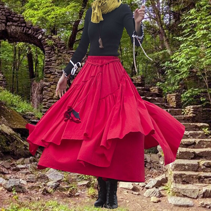 Retro Vintage Skirt Fancy Dress Women's Fantasy Masquerade Casual Daily Adults' Skirt4