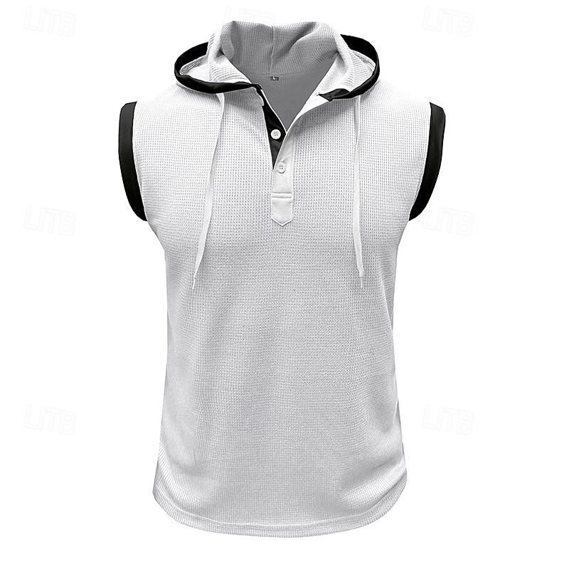 Men's Waffle Shirt Tank Top Undershirt Sleeveless Shirt Sleeveless V Neck Summer Plain Fashion Designer Muscle V Neck Outdoor Going out Gym Black White Red Top Tee for Men2