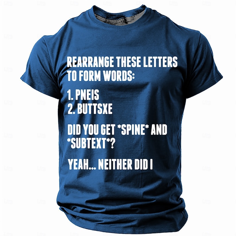 Men's Funny Graphic T-Shirt | Dirty Mind Puzzle 'Pneis Buttsxe' Wordplay Humor4