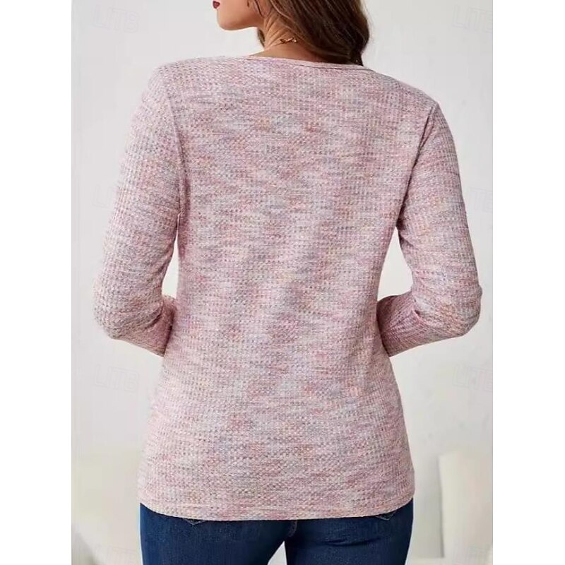 Women's Tunic Elegant Fashion Long Sleeve Regular Tops V Neck Daily Black Red Blue Green Spring Fall2