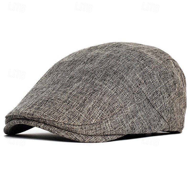 Men's Flat Cap Beret Hat Ascot Hat Newsboy Hat Brown Beige Linen Fashion Casual Street Daily Plain Adjustable Sunscreen Breathable3