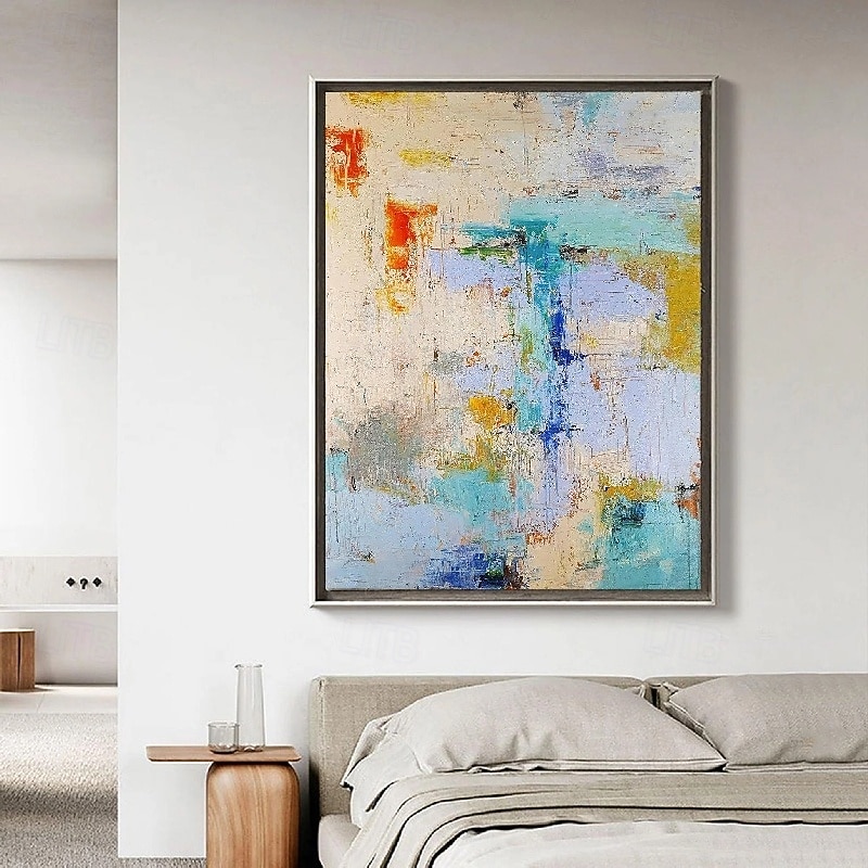 Handmade Colorful abstract Oil Painting on Canvas Large hand painted Abstract Textured Boho modern oil painting Wall Art Custom Contemporary Minimalist artwork for Living Room bedroom home Decor2