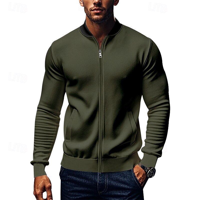 Men's Lightweight Jacket Varsity Jacket Daily Vacation Breathable Patchwork Spring & Fall Color Block Fashion Classic Stand Collar Regular Black Yellow Red Navy Blue Royal Blue Jacket 10