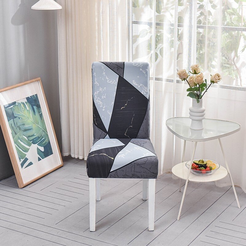 Spandex Dining Chair Covers Elastic Chair Slipcover High Back Dining Chair Cover Printed Polyester Seat Chair Covers For Hotel Dining Room Office Banquet Home Decor4