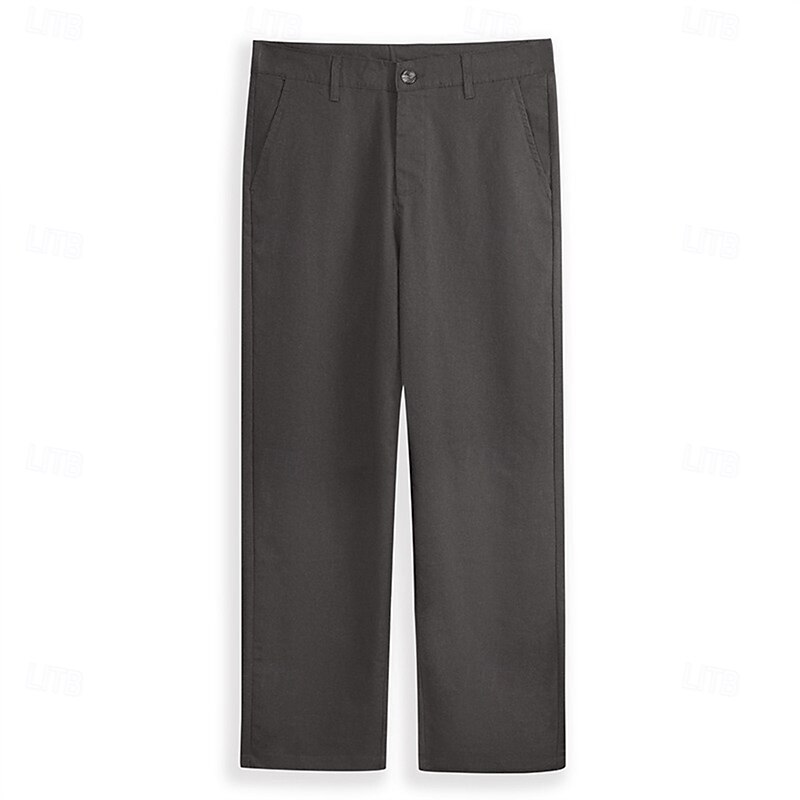 Men's Linen Pants Trousers Dress Pants Summer Pants Beach Pants Front Pocket Straight Leg Plain Comfort Breathable Full Length Formal Business Holiday Fashion Basic Black White Inelastic3
