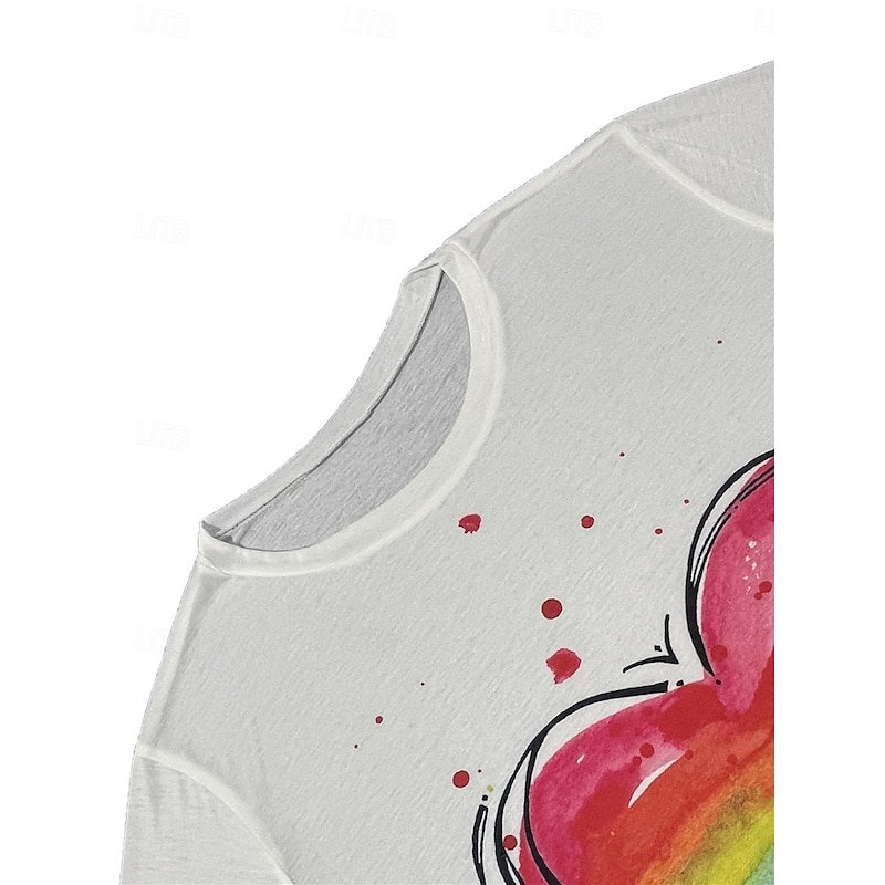 Women's T shirt Long Sleeve Crew Neck Long Sleeve Tunic Casual Print Regular Tops Daily White Spring & Fall Prefall3