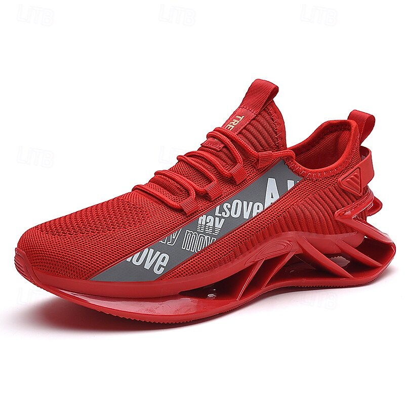 Men's High-Performance Athletic Sneakers in Vibrant Red – Lightweight, Breathable, and Durable Design for Running and Sports4