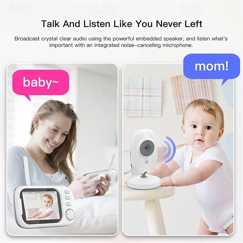 Baby Monitors 3.5HD Digital Device Child Safety Surveillance Camera Video Night Vision Music Detection Monitors