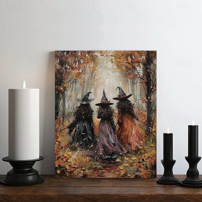 Vintage Witch Forest Painting Poster Halloween Wall Decoration Print Witch Canvas Print Halloween Wall Art Aesthetic3