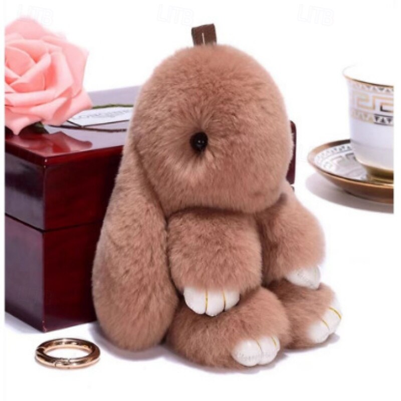 Plush Hanging Rabbit Pendant – Floppy Ear Bunny Keychain with Imitation Otter Fur, Mini Cute Rabbit Charm for Backpacks3