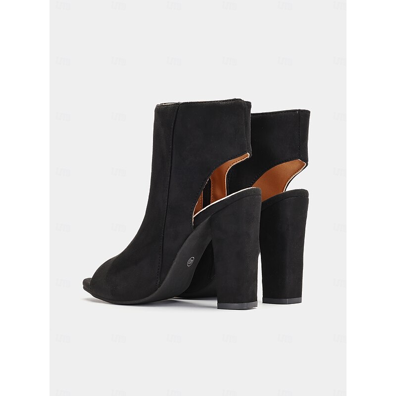 Women's Boots Daily Booties Ankle Boots Block Heel Pointed Toe Fashion Suede Zipper Black 5
