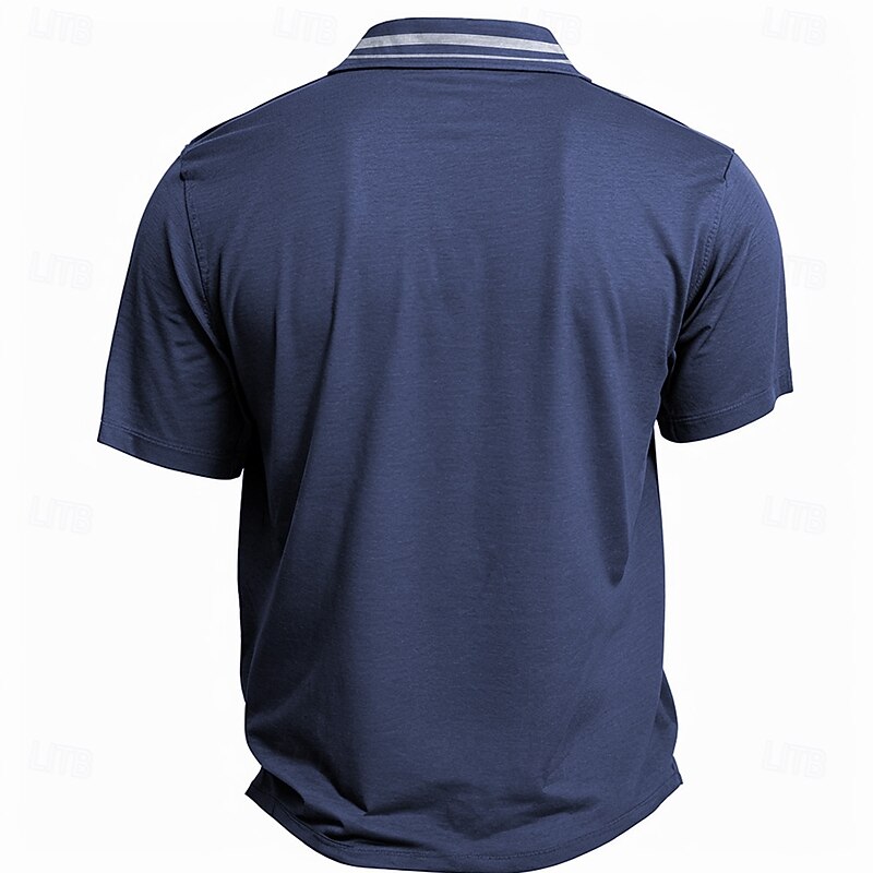 Men's Golf Shirt Short Sleeve Polo Shirts Collared Shirts Casual Vacation Wear Party Outfits 3D Print Buttons Summer Navy Blue Blue Green2
