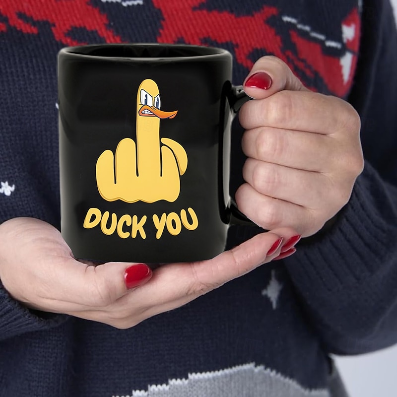 Duck You Funny Mug Ceramic Funny Coffee Gift Mug Cup Black Retro Vintage Casual Street Style Mug 11.2oz/330ml3