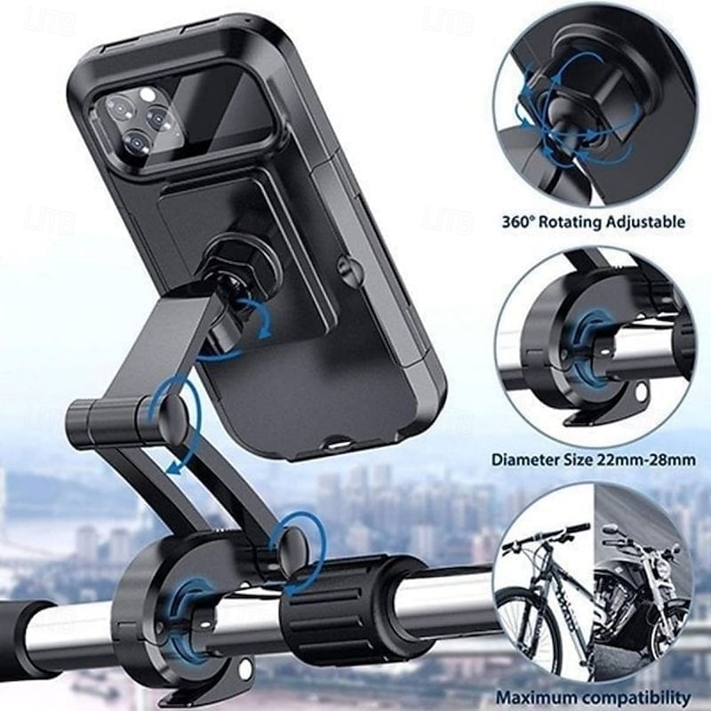 Waterproof Bicycle & Motorcycle Phone Holder - Shockproof & Scratch-Proof, 360 Adjustable, Universal for 6.7-Inch Phones, Easy Install with Quick Release Buckle2