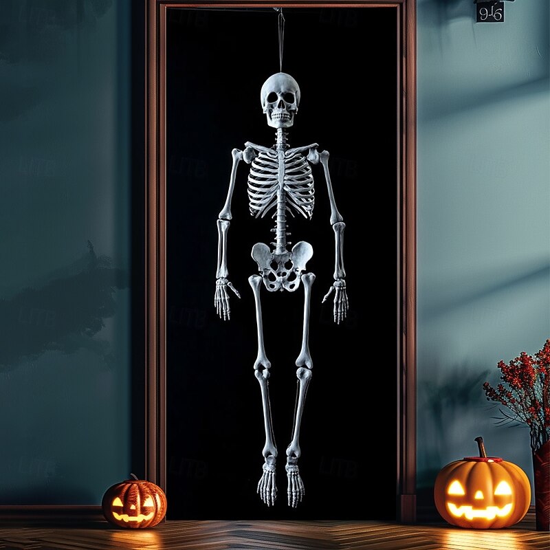 Halloween Door Decorations Skeleton Halloween Door Covers Door Tapestry Door Curtain Decoration Backdrop Door Banner for Front Door Farmhouse Holiday Party Decor Supplies Pumpkins Crow4