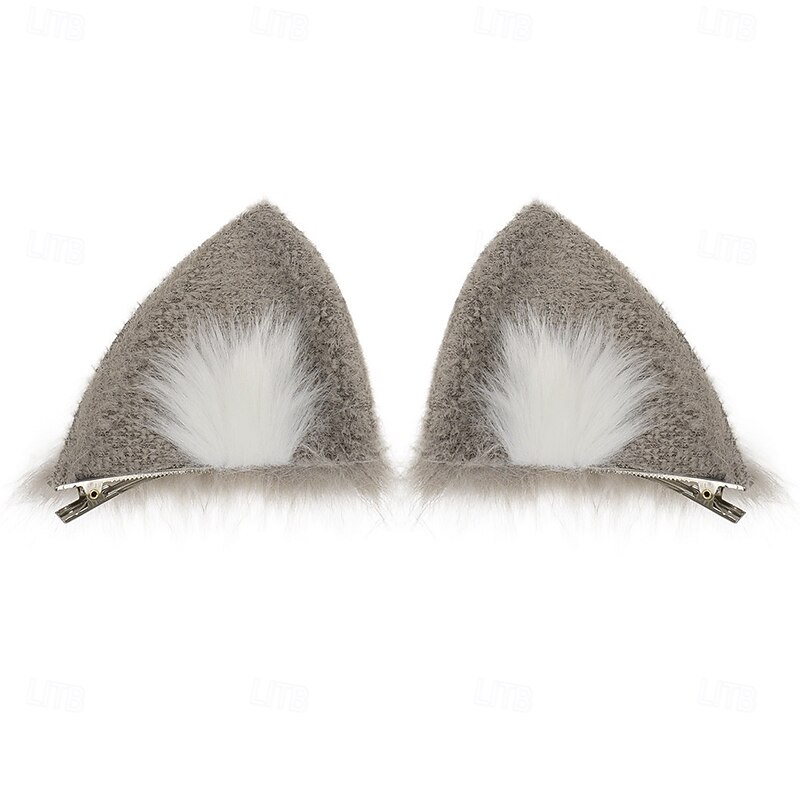 1/ 2pc Cat Ear Clips and Tail Set Animal Ears Hair Clip Foxes/Wolf/Cat Tail Carnival Costumes Anime Cosplay Dropship2