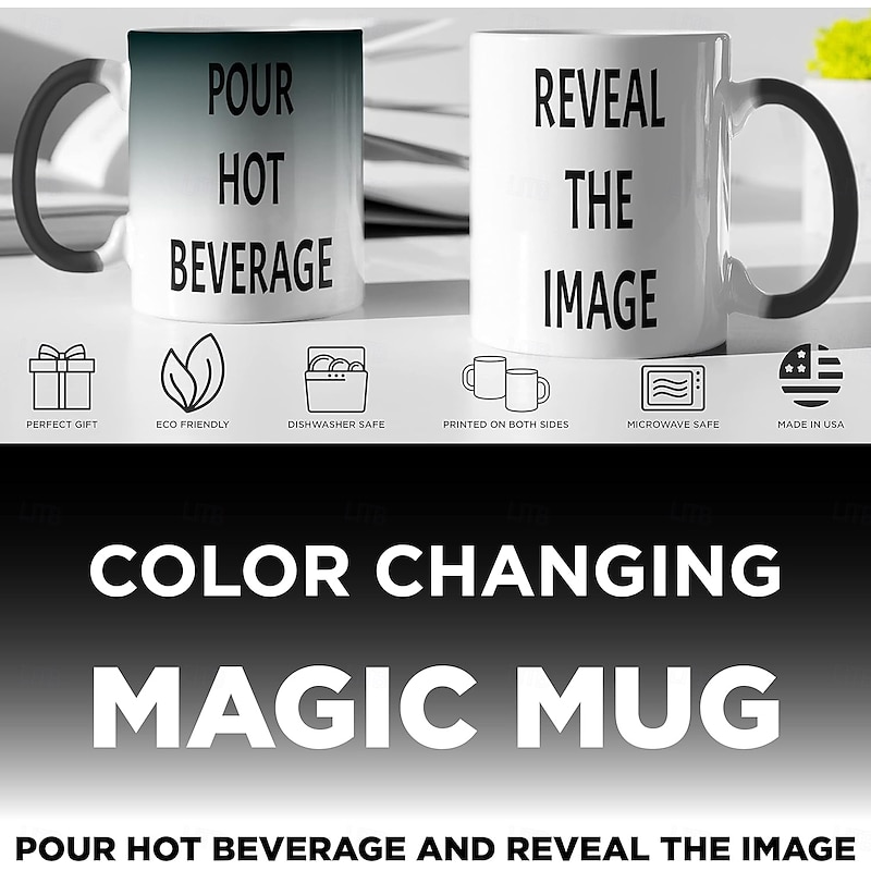 Personalized Magic Mug Customized Photo Christmas Gift Mug Heat Reveal Sensitive Mug Color Changing Ceramic Mug Xmas Cup Coffee Mug with Image Logo Text Gifts for Anniversary Birthday Christmas3