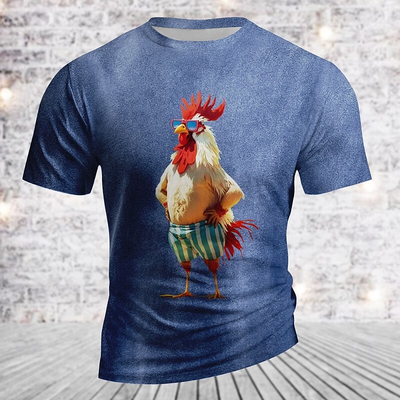 Men's Funny Turkey T Shirt Short Sleeve T shirt 3D Print Crew Neck Shirt Retro Vintage Casual Street Style Sports Outdoor Holiday Going out Black Blue Green Spring & Summer Clothing Apparel S M L XL4