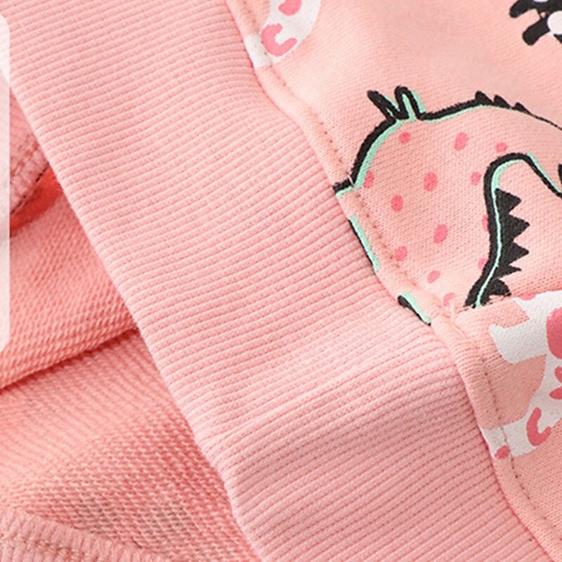 Girls' 3D Cartoon Dinosaur Sweatshirt Long Sleeve Spring Fall Fashion Basic Kids Little Kids(4-7ys) 4-7 Years Crew Neck Outdoor Casual Daily Regular Fit4
